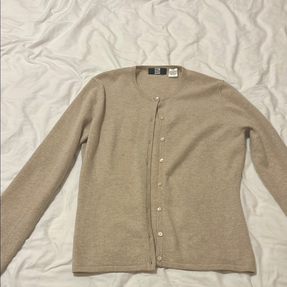 Cashmere Tan Cardigan Sweater